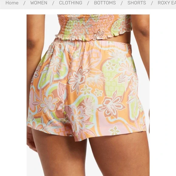 Roxy Tropical 2 Piece Set Brami 2 Crop Top & East Does It Shorts Women’s XL NWT - Picture 3 of 7